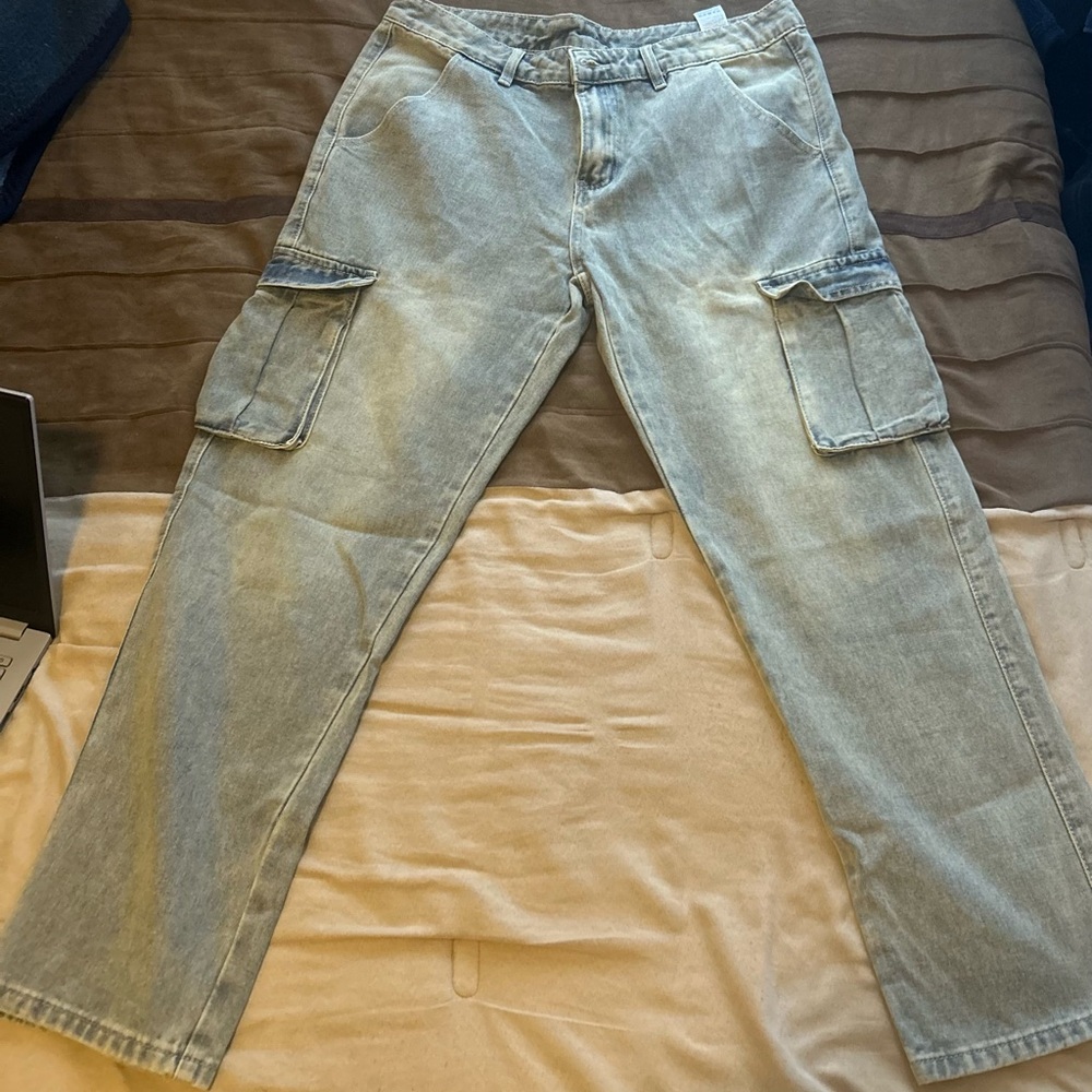 NFINITY Light Blue Relaxed Fit Cargo Jeans